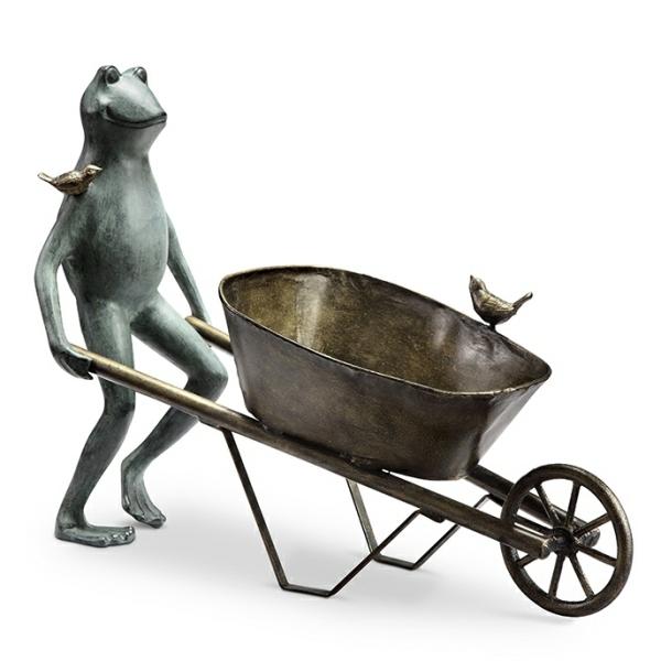 Planters & Stands |  Frog & Bird Wheelbarrow Planter Garden Garden Statues