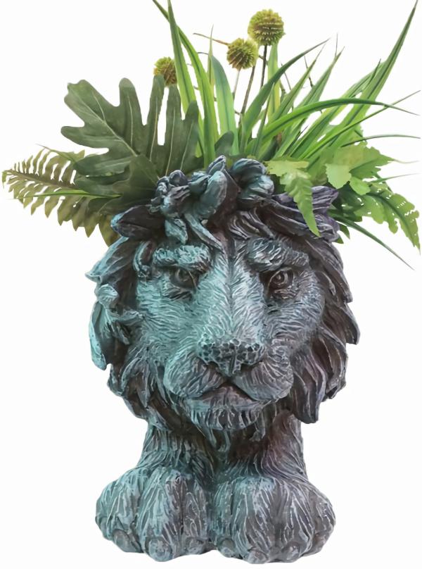 Planters & Stands |  Lion Mascot Planter – Graystone Finish Garden Planters & Stands