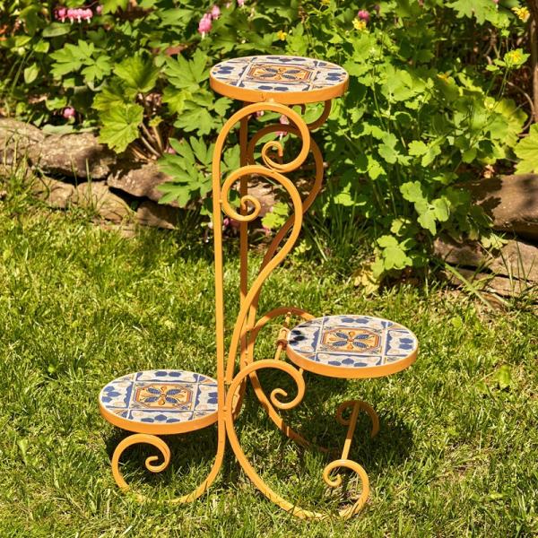 Planters & Stands |  Mosaic Plant Stand – Santa Fe Garden Planters & Stands