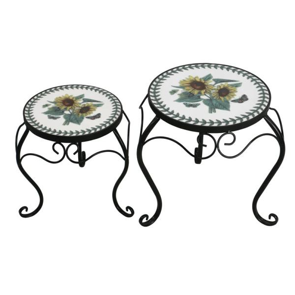 Planters & Stands |  Mosaic Sunflower Plant Stands (Set Of 2) Garden Planters & Stands