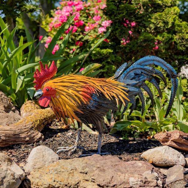 Rooster Decor |  21.25" Iron Rooster "Maxwell" Garden Rooster Decor