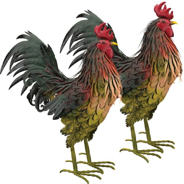 Rooster Decor |  26" Napa Roosters (Set Of 2) Garden Rooster Decor