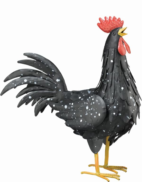 Rooster Decor |  Black Rooster Decor Med Garden Rooster Decor