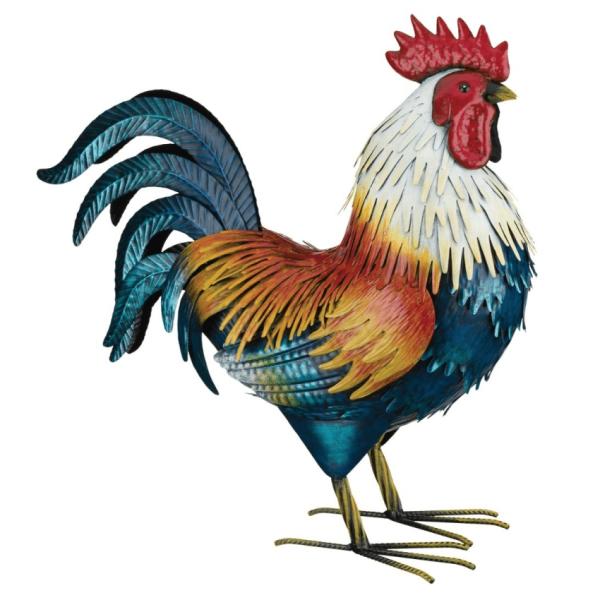 Rooster Decor |  Golden Duckwing Rooster – Large Garden Rooster Decor