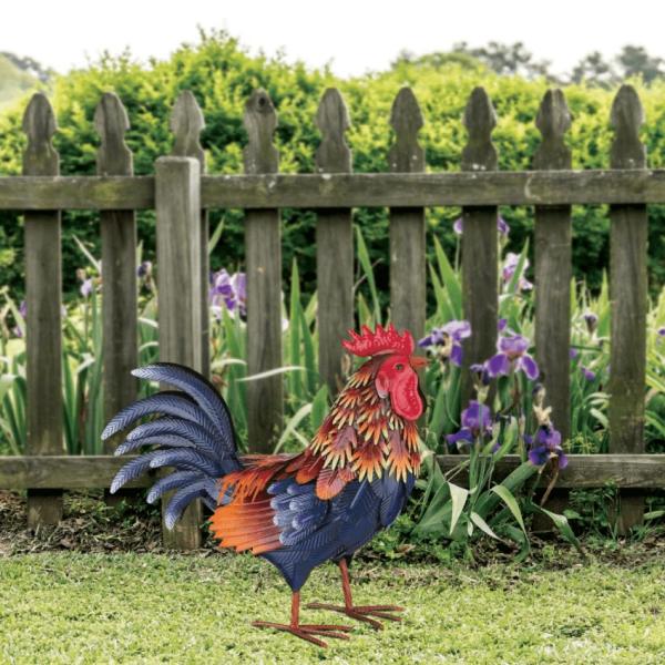 Rooster Decor |  Metal Arroyo Rooster – Medium Garden Rooster Decor