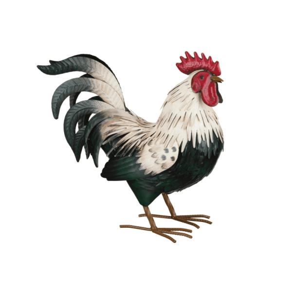 Rooster Decor |  Verde Metal Rooster – Medium Garden Rooster Decor