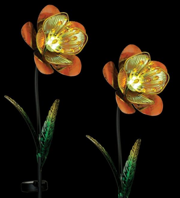 Solar Lighting |  36" Solar Orange Flowers (Set Of 4) Garden Garden Stakes