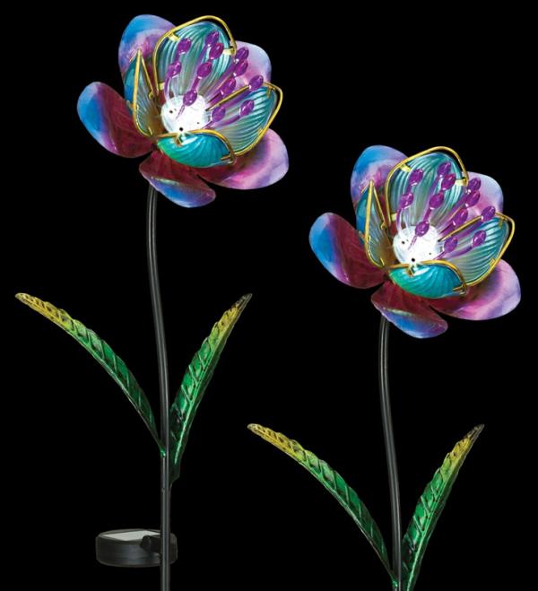 Solar Lighting |  36" Solar Purple Flowers (Set Of 4) Garden Garden Stakes