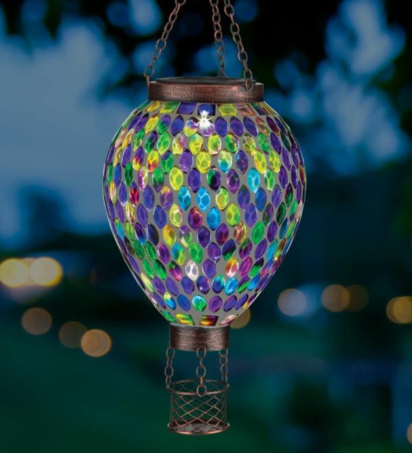 Solar Lighting |  Colorful Mosaic Solar Hot Air Balloon Lantern Garden Solar Lighting