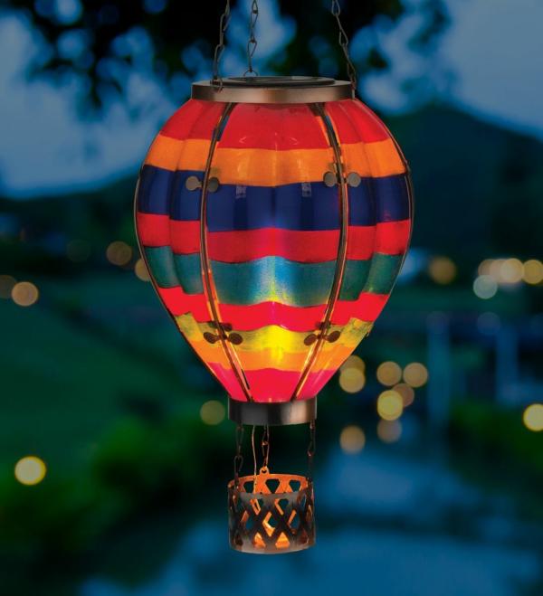 Solar Lighting |  Multi Stripe Solar Hot Air Balloon Lantern Garden Solar Lighting