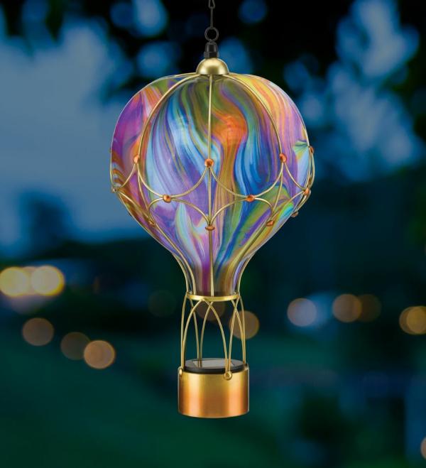 Solar Lighting |  Orange Swirl Solar Hot Air Balloon Lantern Garden Solar Lighting