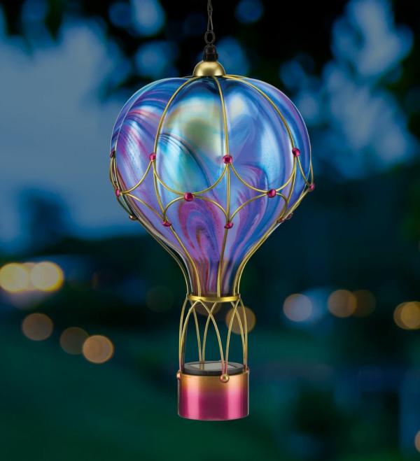 Solar Lighting |  Purple Swirl Solar Hot Air Balloon Lantern Garden Solar Lighting