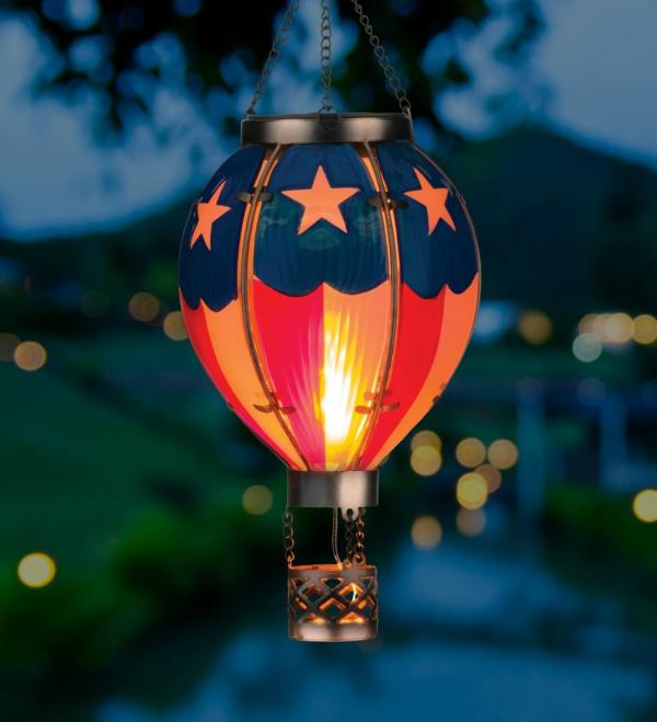 Solar Lighting |  Solar Americana Hot Air Balloon Lantern Garden Solar Lighting