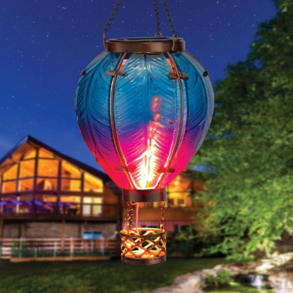 Solar Lighting |  Solar Blue & Purple Hot Air Balloon Lantern – Small Garden Solar Lighting