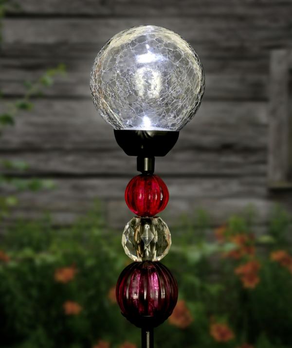 Solar Lighting |  Solar Crackle Ball W/Beads Stake – Clear Garden Solar Lighting