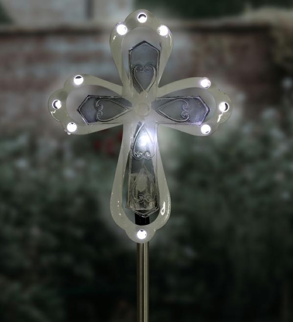 Solar Lighting |  Solar Cross W/12 Leds Stake Garden Solar Lighting