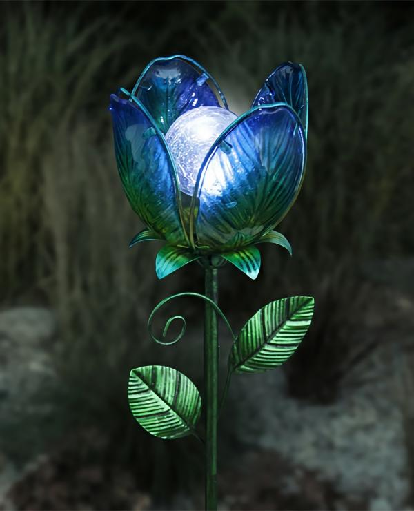 Solar Lighting |  Solar Flower Garden Stake – Blue Garden Solar Lighting