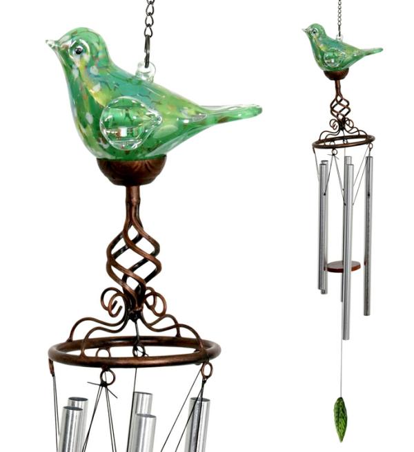 Solar Lighting |  Solar Glass Bird Windchime – Green Garden Solar Lighting