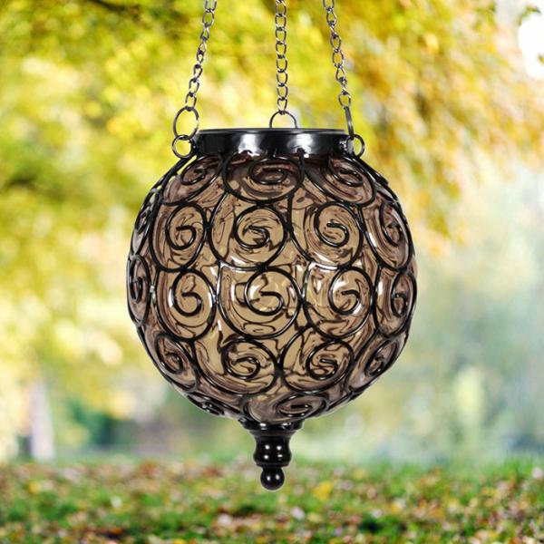 Solar Lighting |  Solar Glass Filigree Lantern – Amber Garden Solar Lighting