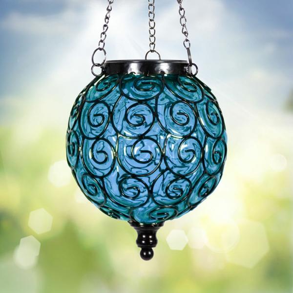 Solar Lighting |  Solar Glass Filigree Lantern – Blue Garden Solar Lighting