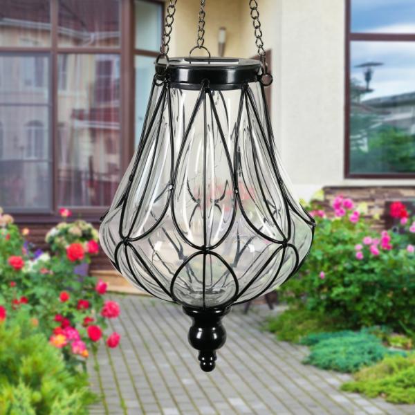 Solar Lighting |  Solar Glass Hanging Lantern – Clear Garden Solar Lighting