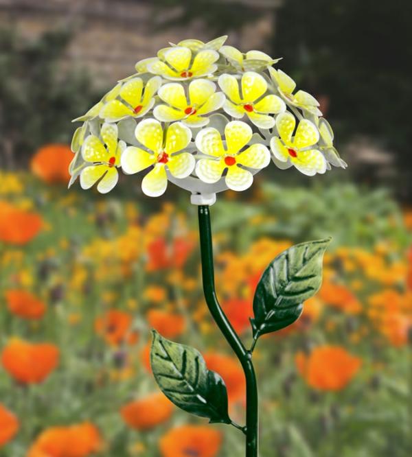 Solar Lighting |  Solar Hydrangea Garden Stake – Yellow Garden Solar Lighting