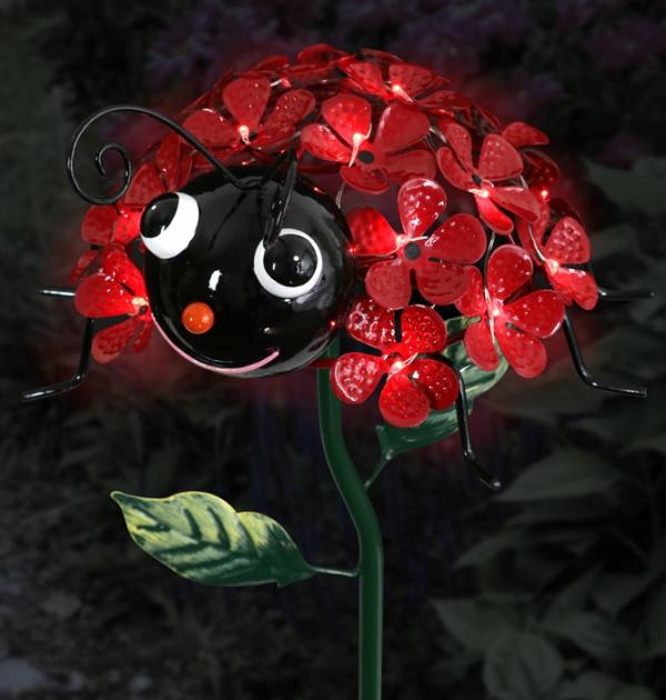 Solar Lighting |  Solar Ladybug Flower Stake W/Leds Garden Solar Lighting