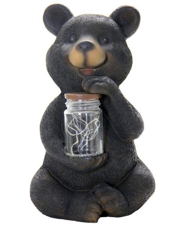 Solar Lighting |  Solar Led Bear W/Jar Of Fireflies Garden Solar Lighting