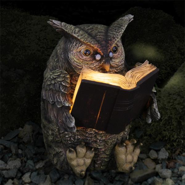 Solar Lighting |  Solar Owl Reading Book Garden Solar Lighting