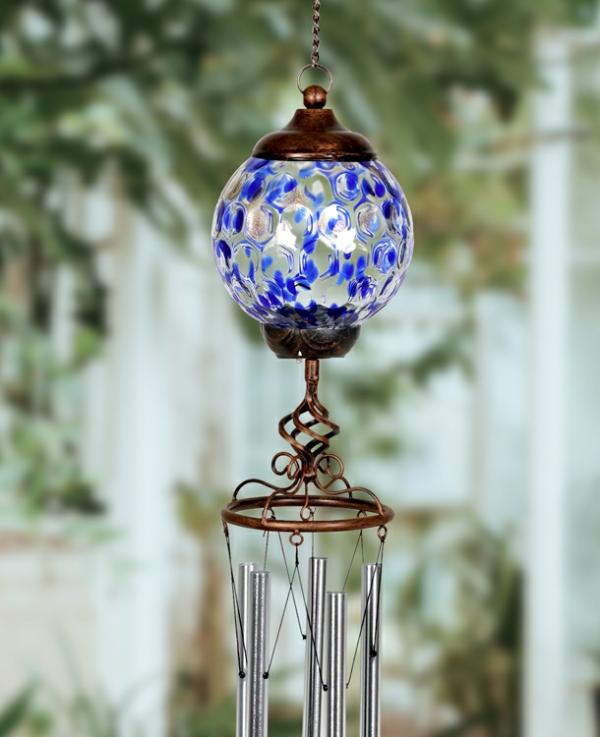 Solar Lighting |  Solar Pearlized Glass Finial Wind Chime – Blue Garden Solar Lighting