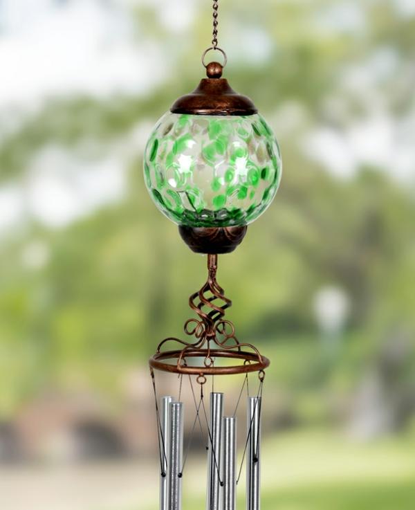 Solar Lighting |  Solar Pearlized Glass Finial Wind Chime – Green Garden Solar Lighting