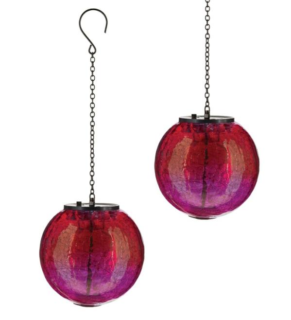 Solar Lighting |  Solar Pink Globe Lanterns (Set Of 2) Garden Solar Lighting