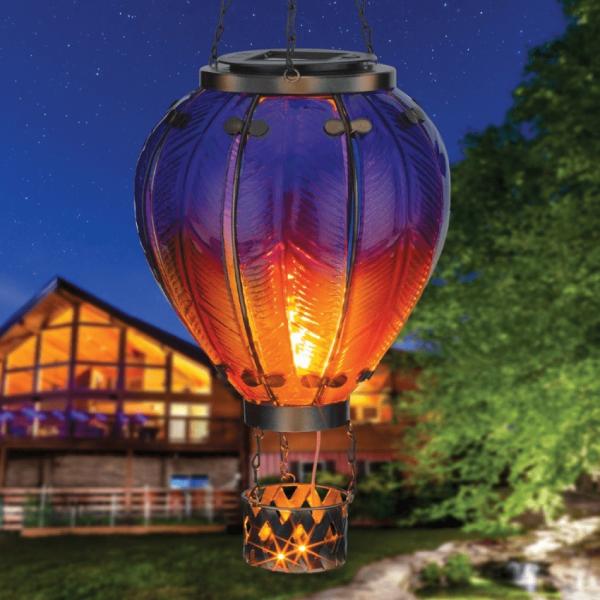 Solar Lighting |  Solar Purple & Orange Hot Air Balloon Lantern – Medium Garden Solar Lighting