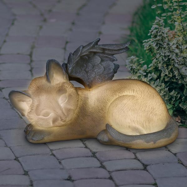 Solar Lighting |  Solar Sleeping Cat Memorial Statue Garden Solar Lighting