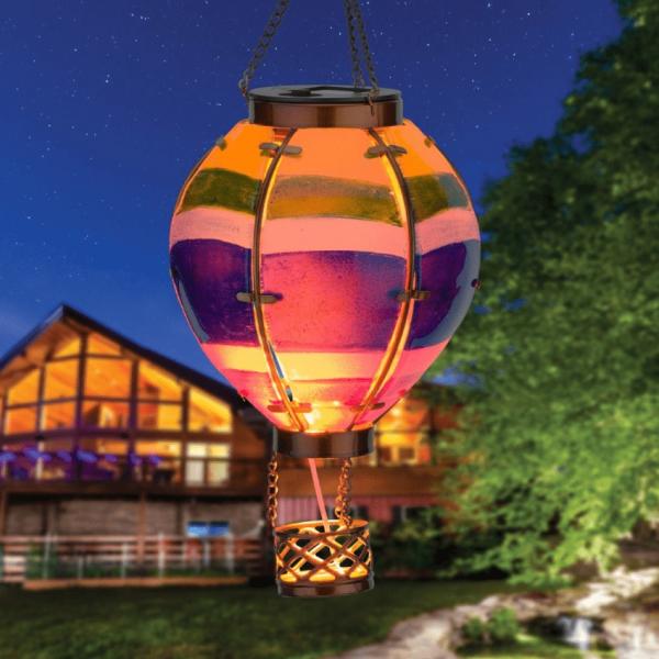 Solar Lighting |  Solar Striped Hot Air Balloon Lantern – Small Garden Solar Lighting