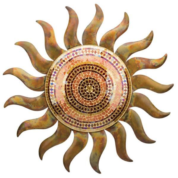 Sun Face Decor |  29" Flamed Copper Mosaic Sun Garden Sun Face Decor