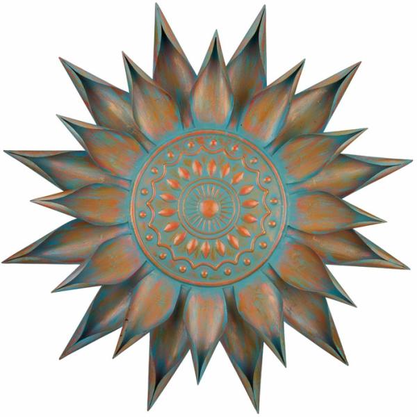 Sun Face Decor |  34" Patina Bloom Wall Decor Garden Sun Face Decor