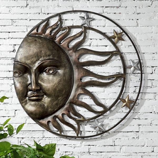 Sun Face Decor |  35" Sun & Stars Wall Decor Garden Sun Face Decor