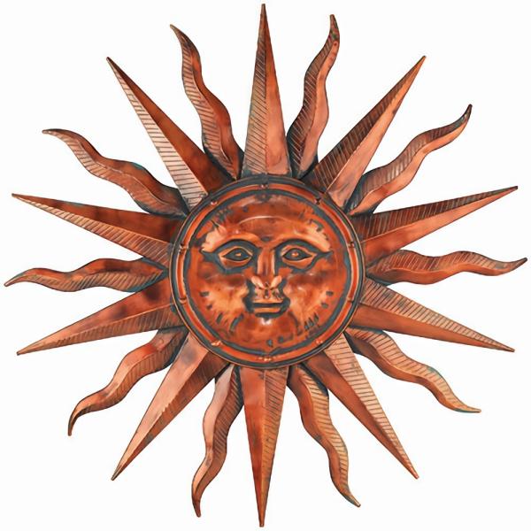 Sun Face Decor |  Copper Patina Sun Wall Art Garden Sun Face Decor