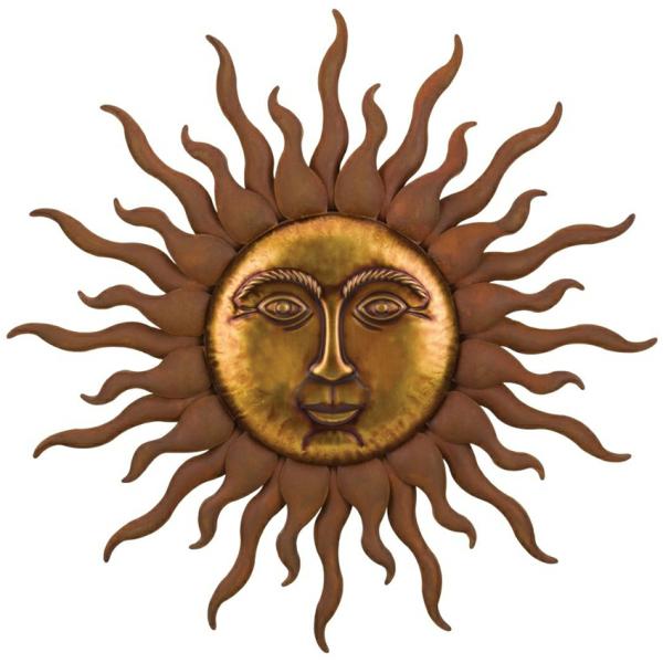 Sun Face Decor |  Copper Sun Burst Wall Decor Garden Sun Face Decor