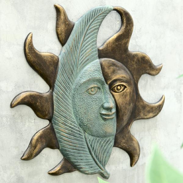 Sun Face Decor |  Sun & Leaf Wall Art Garden Sun Face Decor