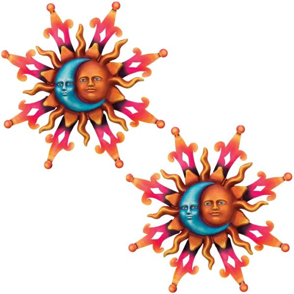 Sun Face Decor |  Sun & Moon Dazzle Decor (Set Of 2) Garden Sun Face Decor