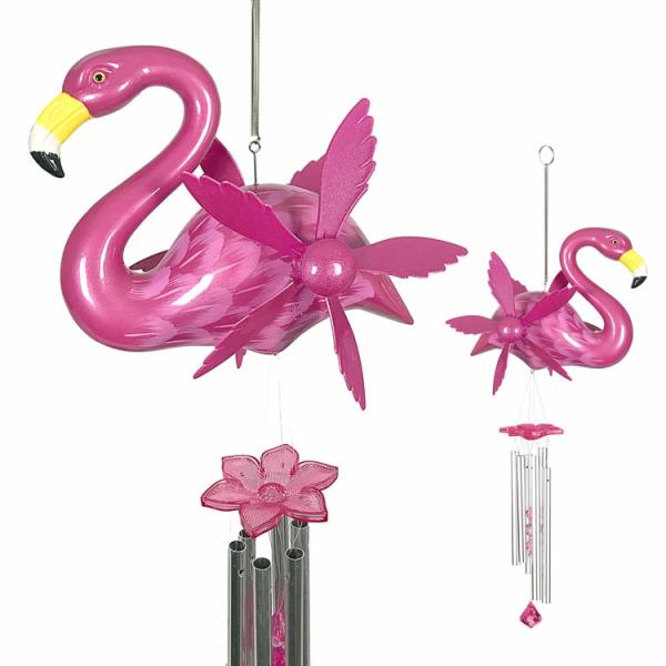 Wind Chimes |  12" Large Flamingo Whirligigs Windchime Garden Wind Chimes