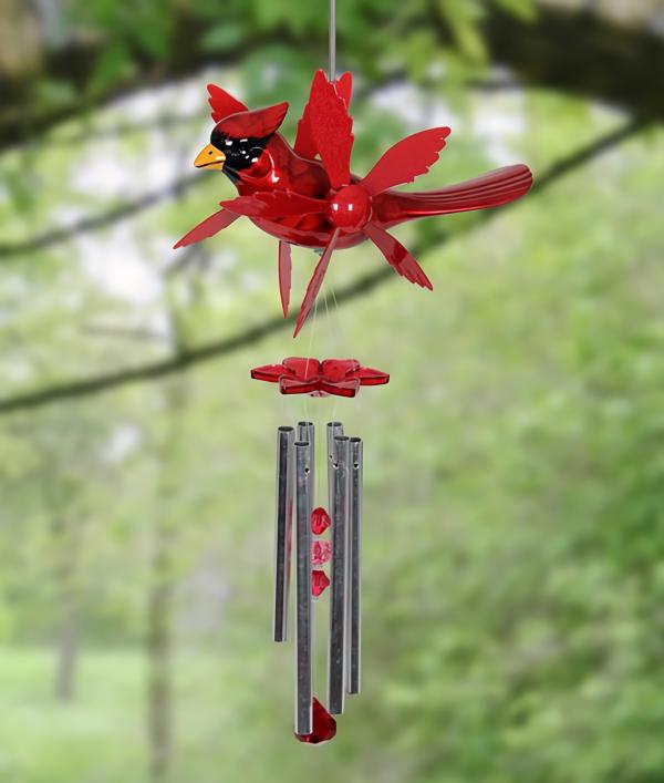 Wind Chimes |  12" Metallic Cardinal Whirligigs Windchime Garden Wind Chimes