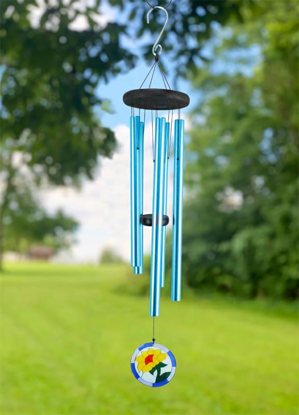 Wind Chimes |  Blue Wind Chime With Sunflower Garden Wind Chimes