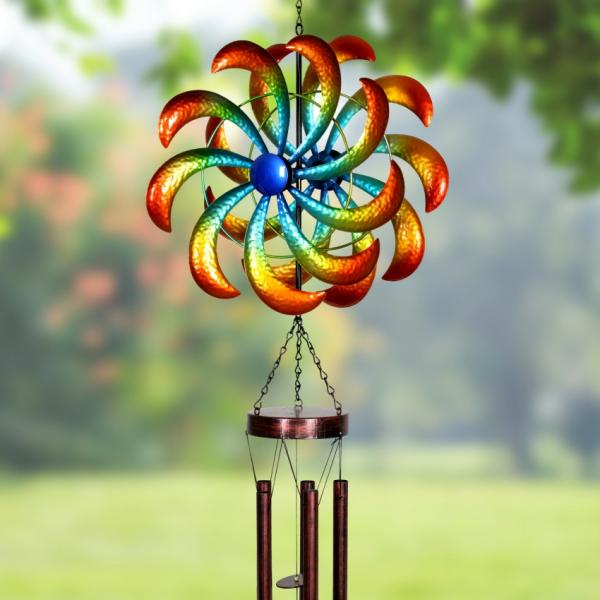 Wind Chimes |  Dual Spinning Rainbow Wind Chime Garden Wind Chimes