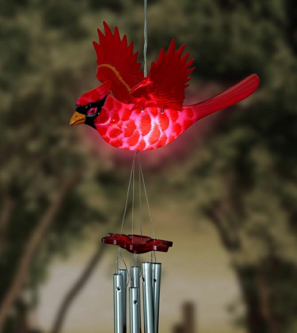 Wind Chimes |  Solar Powered Cardinal Wind Chime Garden Wind Chimes