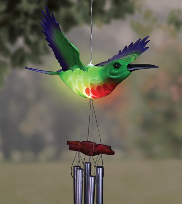 Wind Chimes |  Solar Powered Hummingbird Wind Chime Garden Wind Chimes