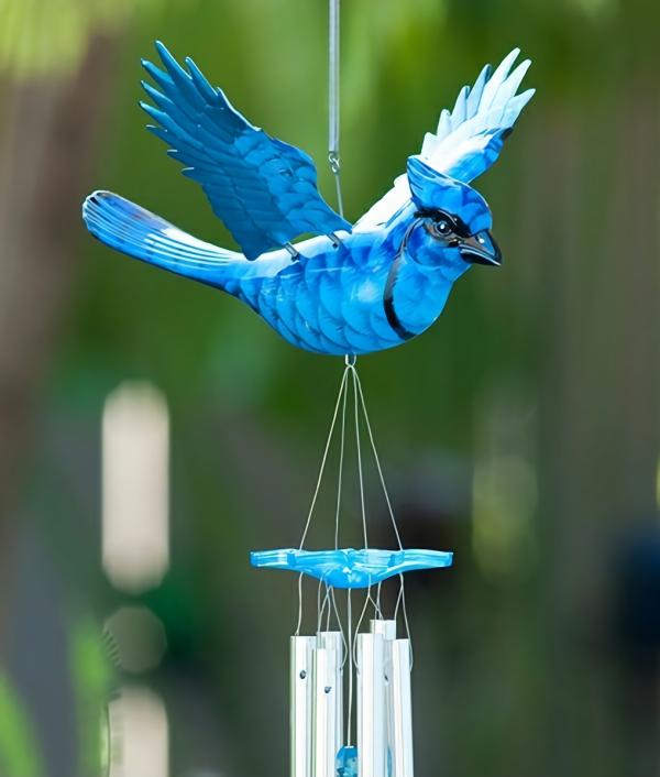 Wind Chimes |  Windywings Blue Jay Wind Chime By Exhart Garden Wind Chimes