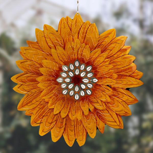 Wind Spinners |  12" Sunflower Laser-Cut Spinner Garden Wind Spinners